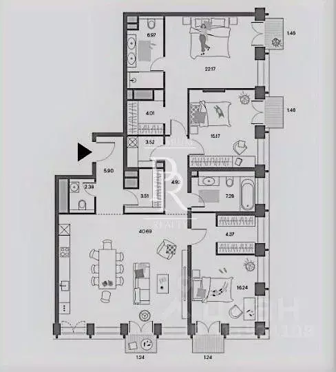 4-к кв. Москва ул. Костикова, 4к1 (162.1 м) - Фото 1