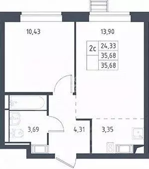 2-к кв. Москва Кокошкино дп, ул. Стожарова, 9 (35.68 м) - Фото 1