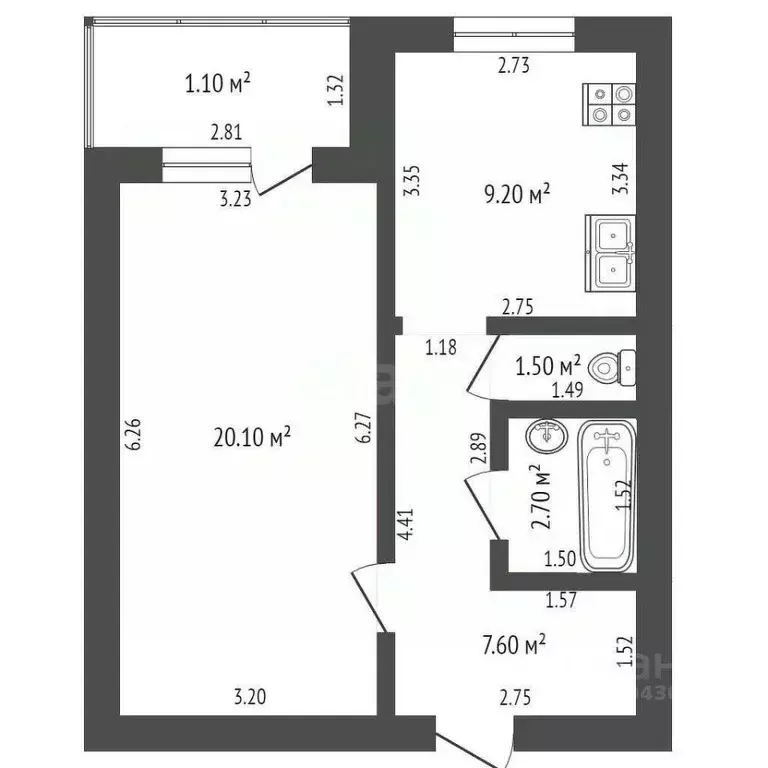 1-к кв. Мордовия, Саранск Республиканская ул., 141 (42.0 м) - Фото 2