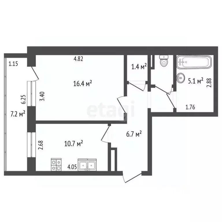 1-к кв. Вологодская область, Череповец Рыбинская ул., 22 (43.4 м) - Фото 1