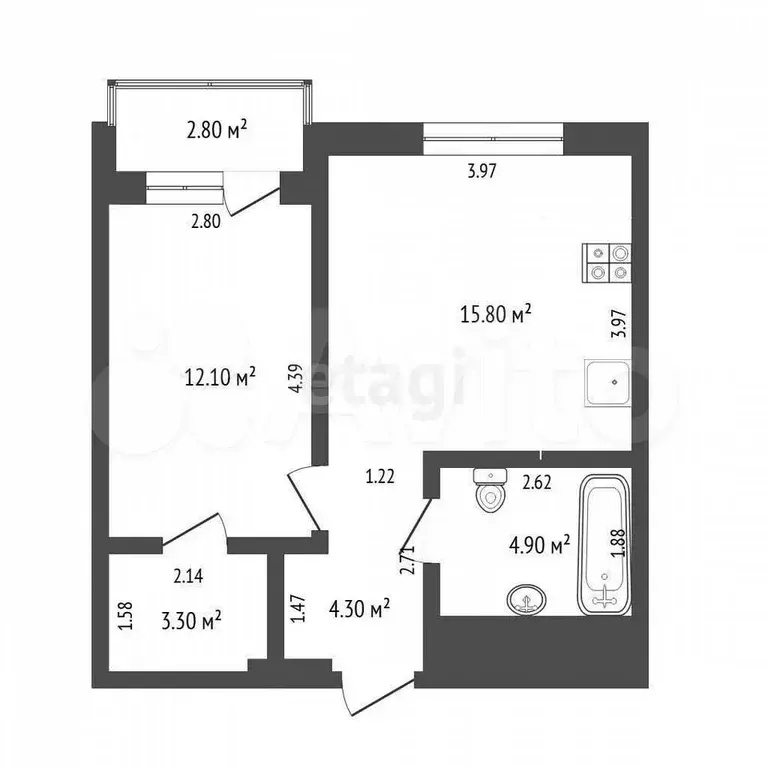 1-к. квартира, 40,5 м, 17/23 эт. - Фото 1