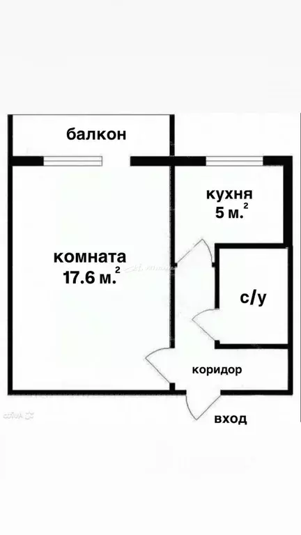1-к кв. Крым, Симферополь ул. Ларионова, 46 (28.6 м) - Фото 1