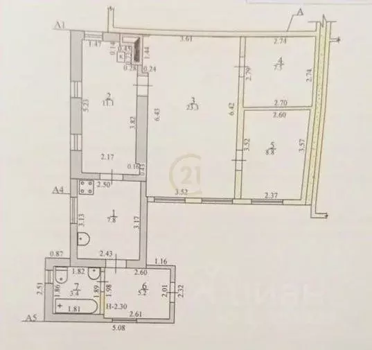 3-к кв. Тамбовская область, Тамбов Степная ул., 68 (67.1 м) - Фото 2