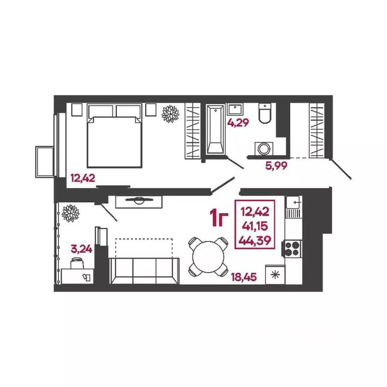 1-к кв. Пензенская область, Пенза ул. Измайлова, 41Б (44.39 м) - Фото 1