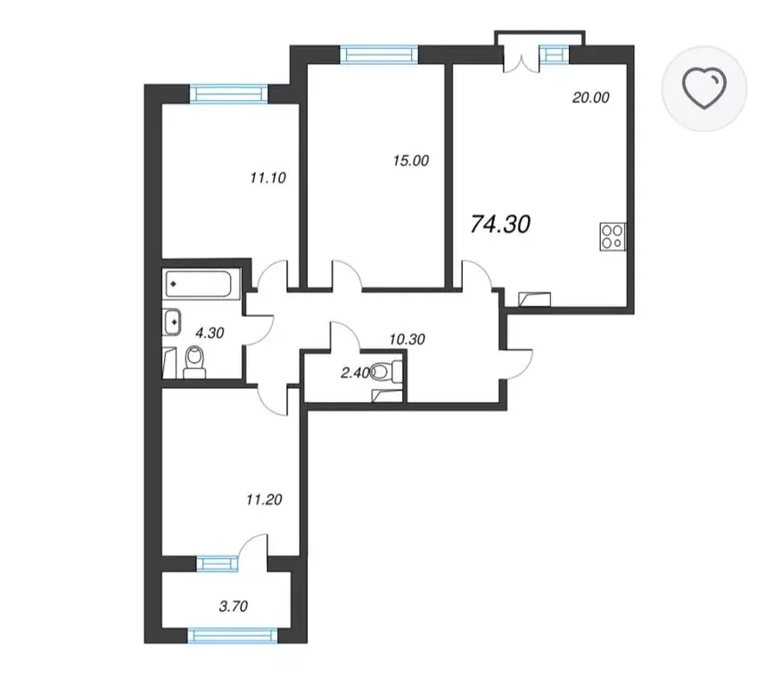 3-комнатная квартира: Пушкин, Пущинская улица, 4 (74 м) - Фото 1
