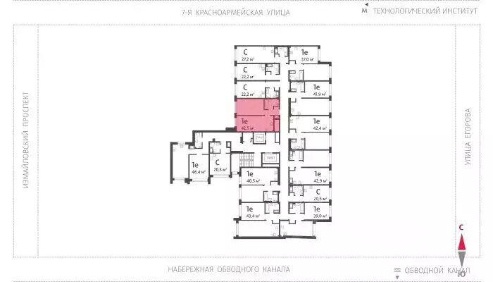 Студия Санкт-Петербург Морская миля жилой комплекс (21.83 м) - Фото 1