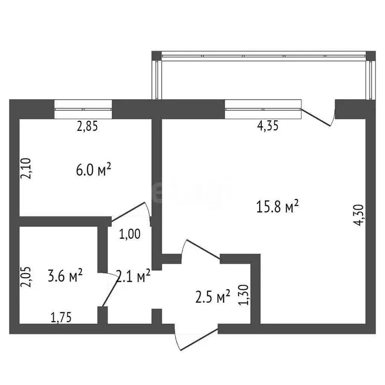 1-комнатная квартира: Кемерово, Институтская улица, 15 (29 м) - Фото 1