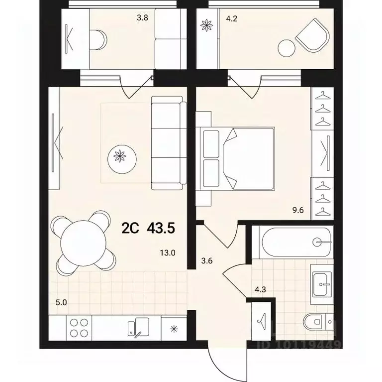 2-к кв. Новосибирская область, Обь Геодезия мкр,  (43.5 м) - Фото 0