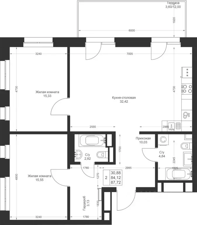 2-к кв. Татарстан, Лаишевский район, Столбищенское с/пос, с. Усады ул. ... - Фото 2