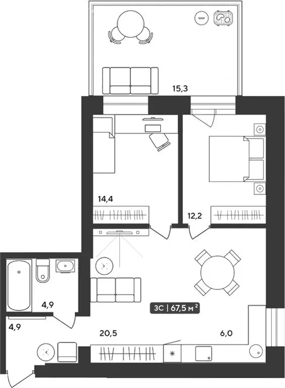 2-комнатная квартира: Октябрьский, жилой комплекс Альпийский квартал, ... - Фото 1