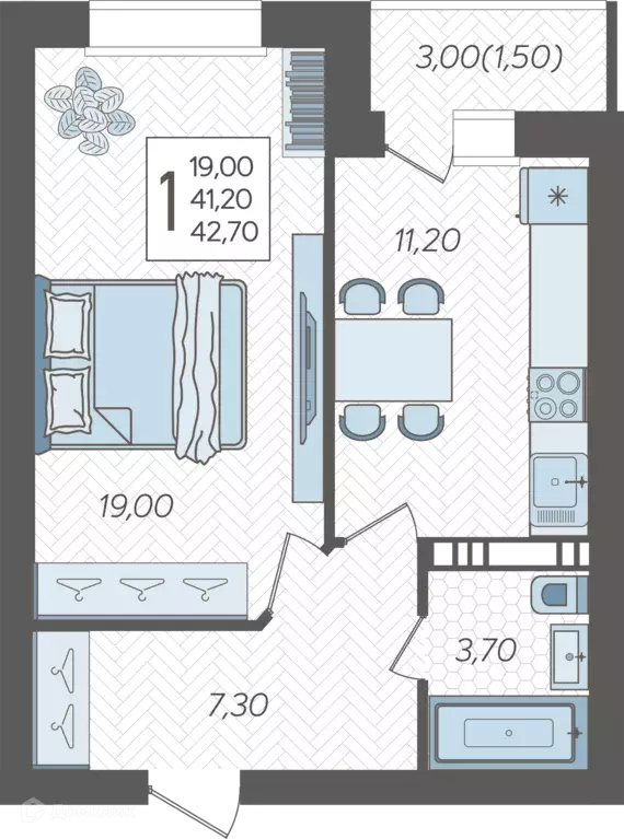 Продаётся 1-к квартира, 42.7 м - Фото 0
