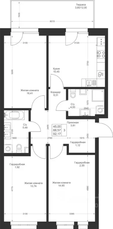3-к кв. Татарстан, Лаишевский район, Столбищенское с/пос, с. Усады ул. ... - Фото 2