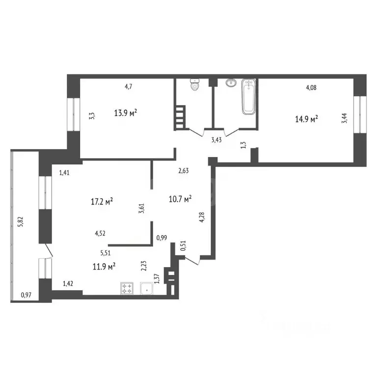 3-к кв. Иркутская область, Иркутск Ямская ул., 19 (84.8 м) - Фото 2