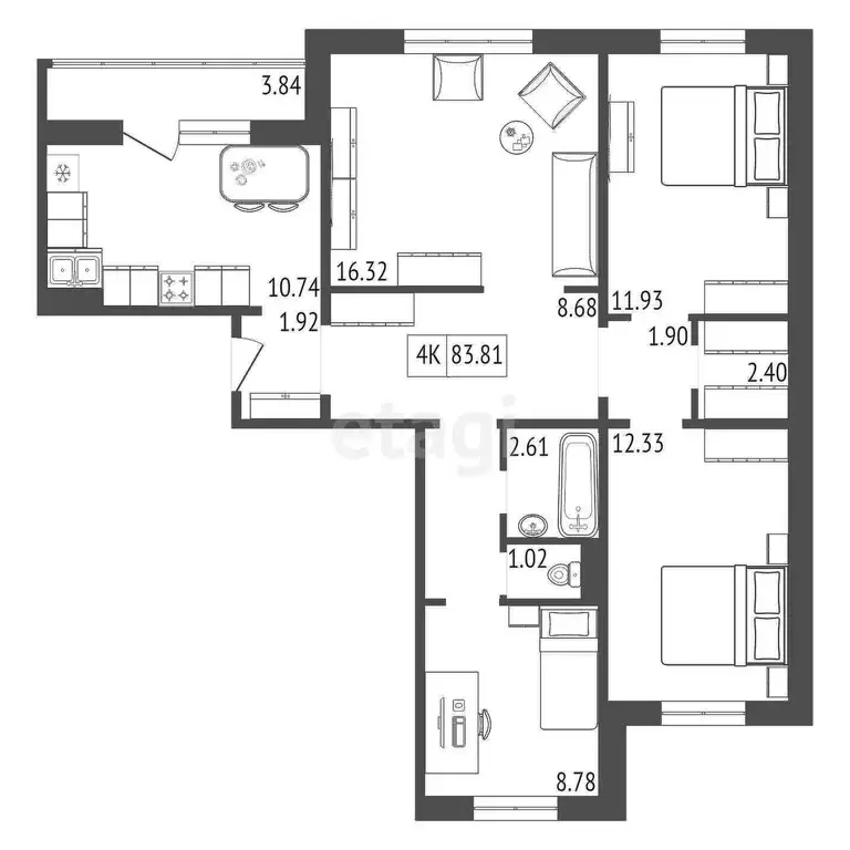 Продаётся 4-к квартира, 83.81 м - Фото 0