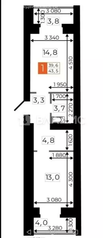 1-комнатная квартира: Благовещенск, Кузнечная улица, 171 (43.5 м) - Фото 1
