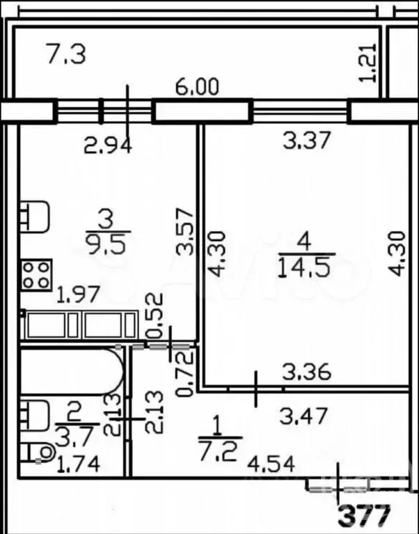 1-к. квартира, 35 м, 3/9 эт. - Фото 0