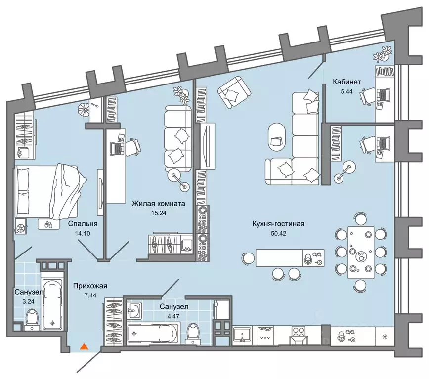 Студия Пермский край, Пермь ул. Дзержинского, 29Б (97.0 м) - Фото 2