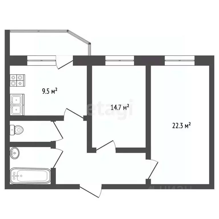2-к кв. Орловская область, Орел ул. Родзевича-Белевича, 18 (60.9 м) - Фото 2