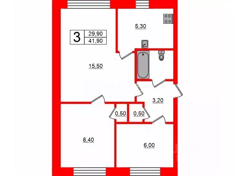 3-к кв. Санкт-Петербург Дачный просп., 16К5 (41.9 м) - Фото 1