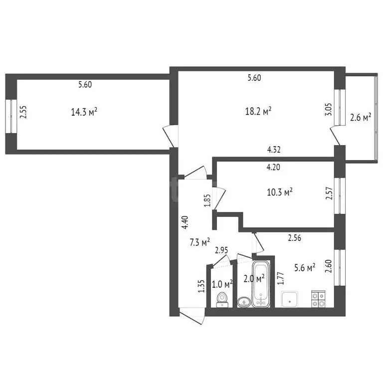 3-комнатная квартира: Стерлитамак, улица Худайбердина, 131 (58.6 м) - Фото 1