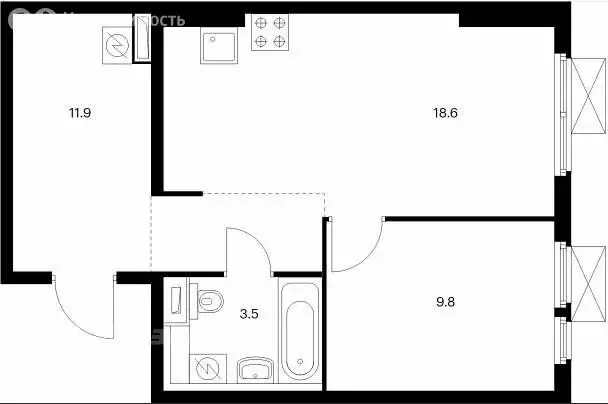 1-комнатная квартира: Москва, улица Усадебный Парк, 7к1 (43.8 м) - Фото 1