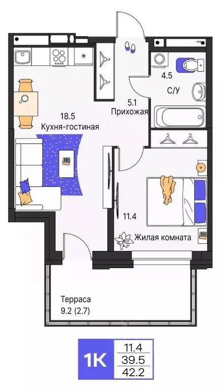 1-к кв. Пермский край, Пермь ул. Карла Модераха, 7 (42.2 м) - Фото 1