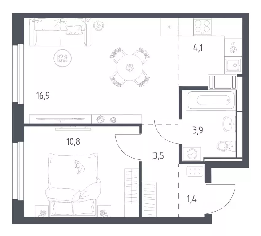 1-к кв. Московская область, Мытищи пер. 1-й Стрелковый, 5 (40.0 м) - Фото 1