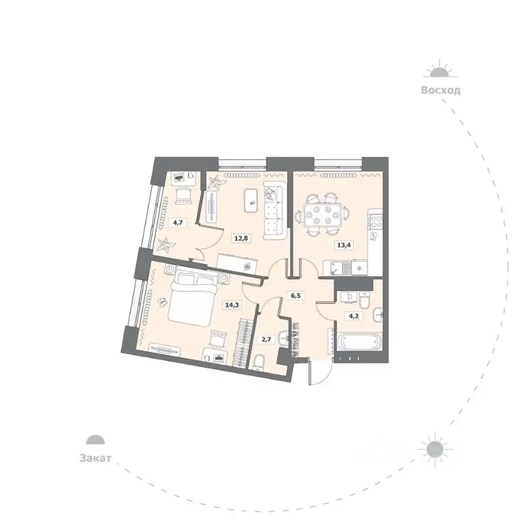 2-к кв. Вологодская область, Вологда ул. Возрождения, 35к1 (58.6 м) - Фото 1