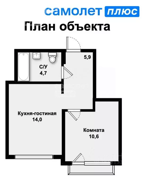 Квартира, 1 комната, 35.2 м - Фото 1