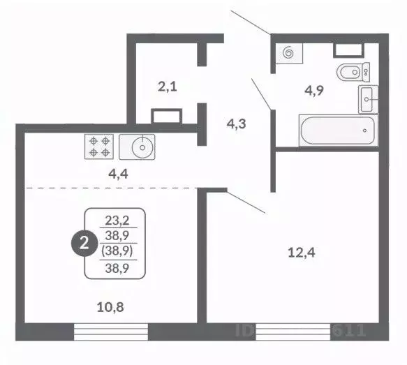2-к кв. Кировская область, Киров ул. Потребкооперации, 34к1 (38.9 м) - Фото 2