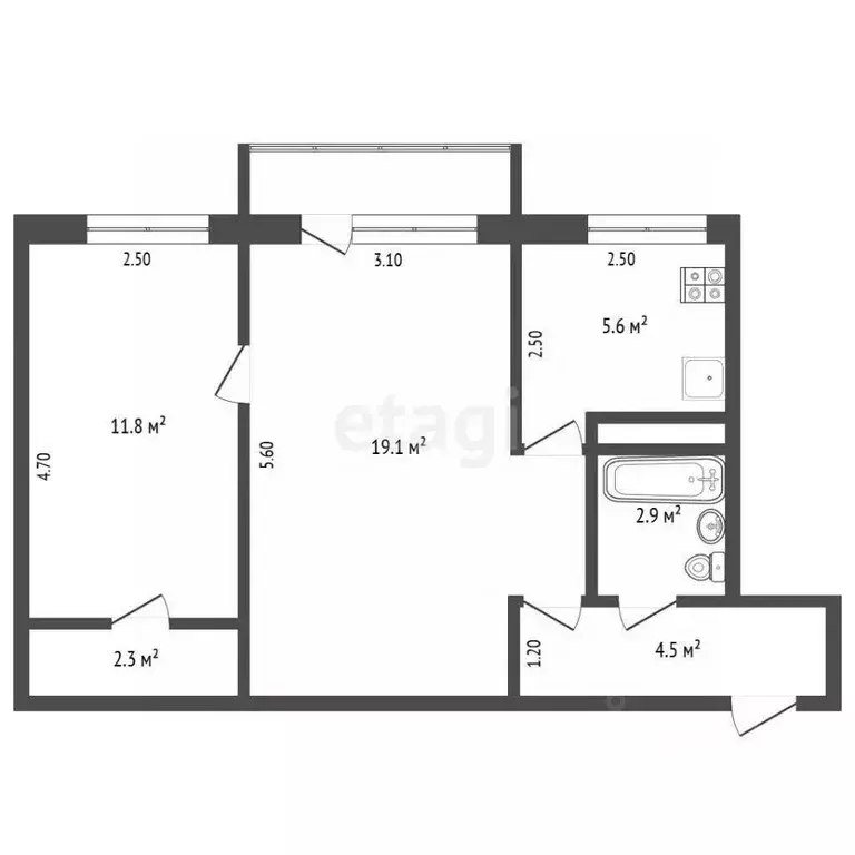 2-к кв. Орловская область, Орел ул. Цветаева, 36 (46.2 м) - Фото 1