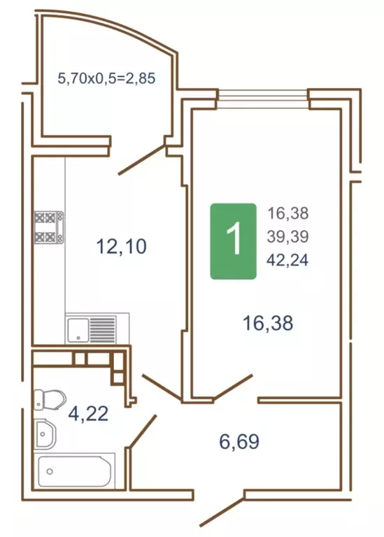 Продаётся 1-к квартира, 44.05 м - Фото 0