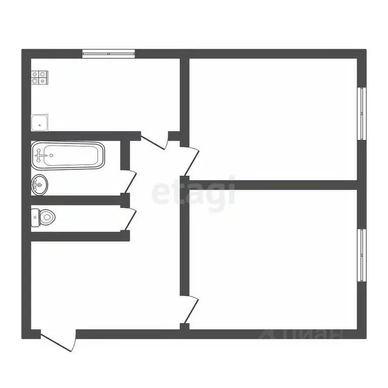 2-к кв. Тульская область, Тула ул. Седова, 12к1 (46.0 м) - Фото 1