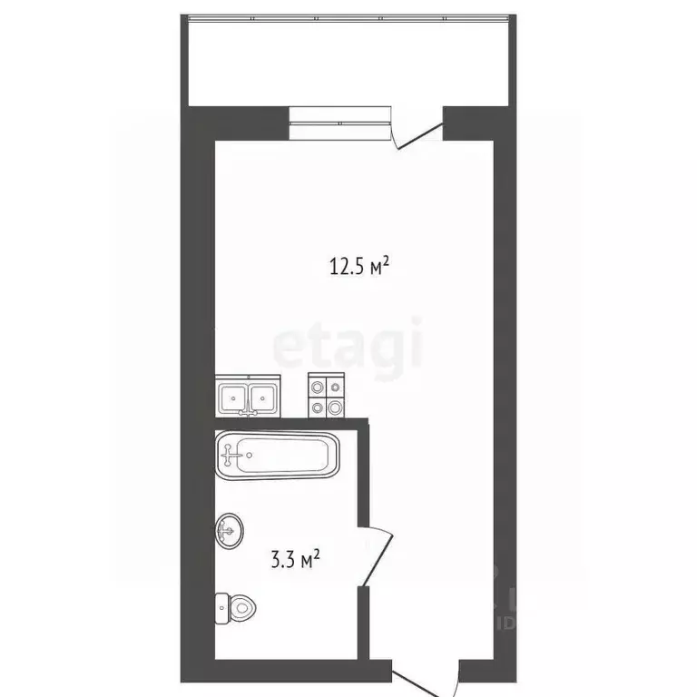 Студия Тюменская область, Тюмень ул. Новоселов, 115 (15.8 м) - Фото 2