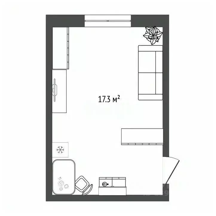Комната Тюменская область, Тюмень Ставропольская ул., 19 (17.3 м) - Фото 1