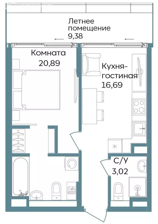 2-комнатная квартира: Республика Крым, Саки, курортный кластер Темпо ... - Фото 0