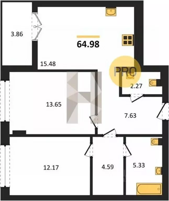 2-к кв. Калининградская область, Гурьевск ул. Героя России ... - Фото 1