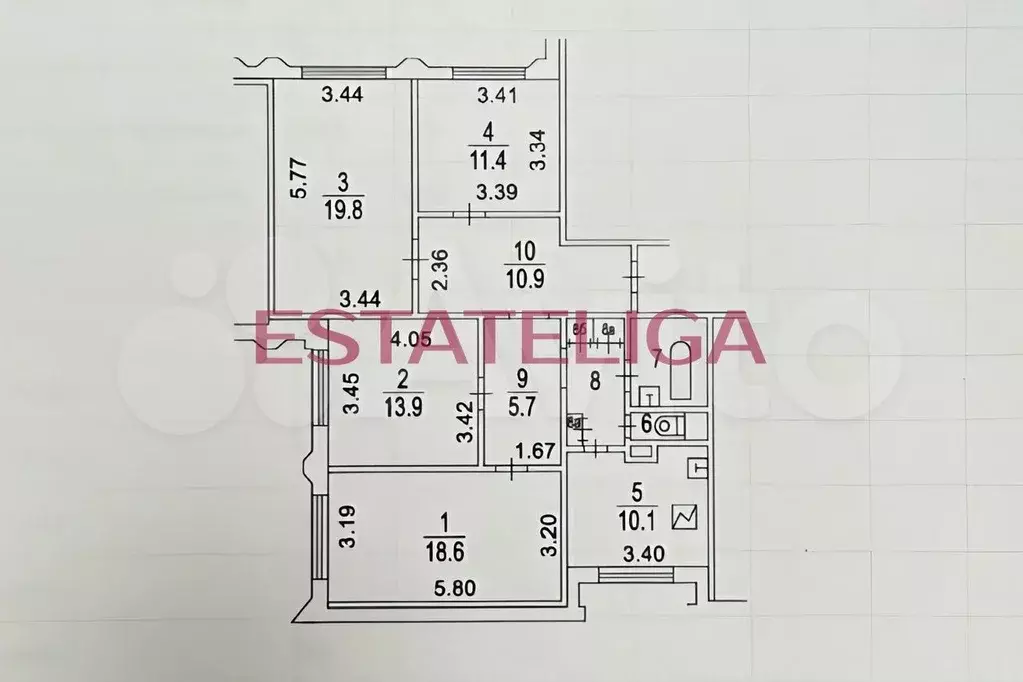 4-к. квартира, 98,5 м, 9/22 эт. - Фото 1