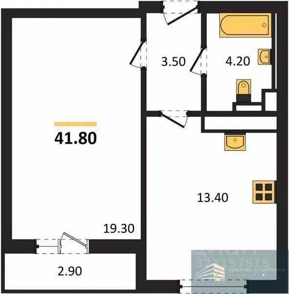 1-к кв. Воронежская область, Воронеж ул. Загоровского, 5/3 (41.8 м) - Фото 0