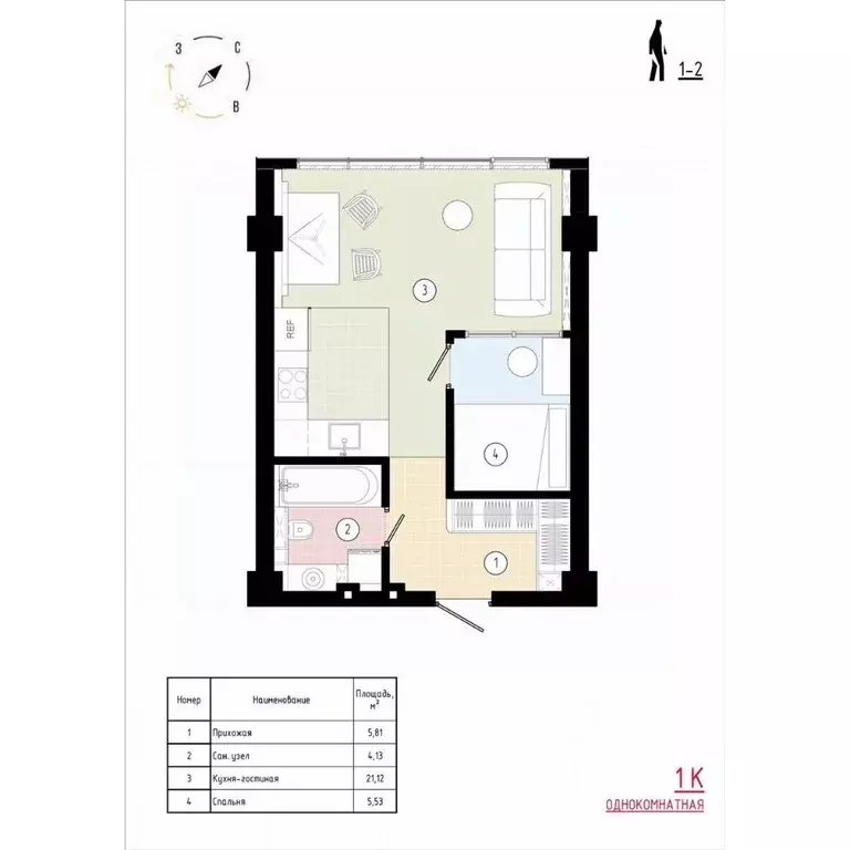 1-к кв. Приморский край, Владивосток Острогорный жилой комплекс (37.34 ... - Фото 1