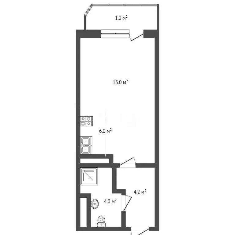 1-комнатная квартира: Абакан, улица Богдана Хмельницкого, 159 (35 м) - Фото 1