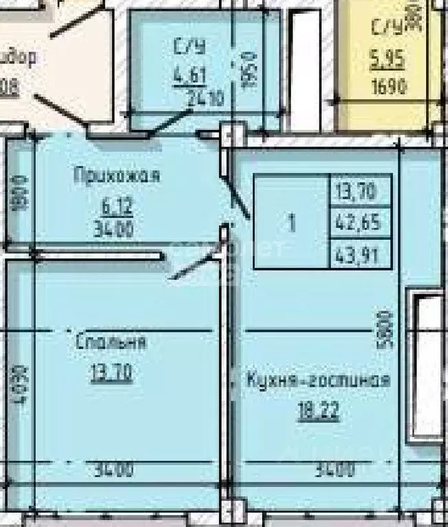 1-к кв. Кабардино-Балкария, Нальчик ул. Ахохова, 104 (43.81 м) - Фото 1