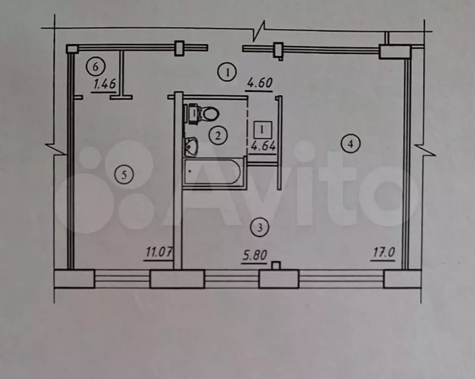 2-к. квартира, 44,5 м, 1/5 эт. - Фото 0