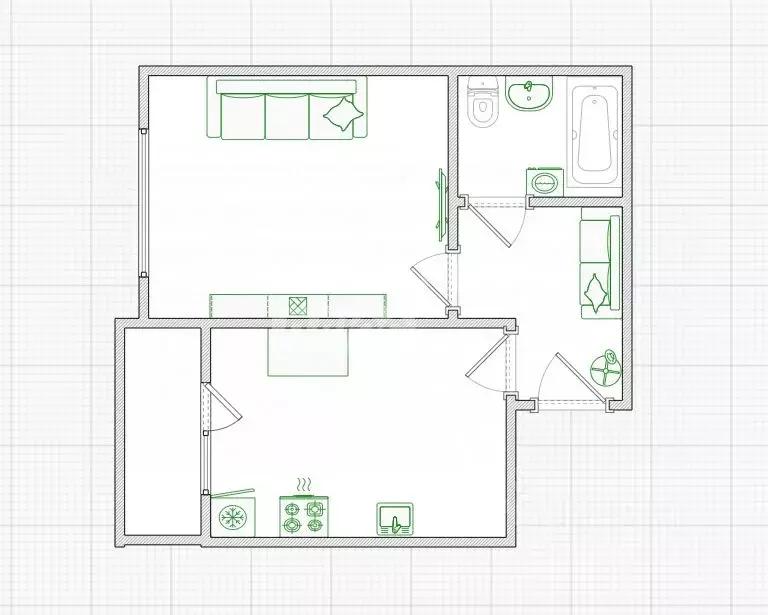 1-к кв. Омская область, Омск ул. Ядринцева, 24 (33.5 м) - Фото 2