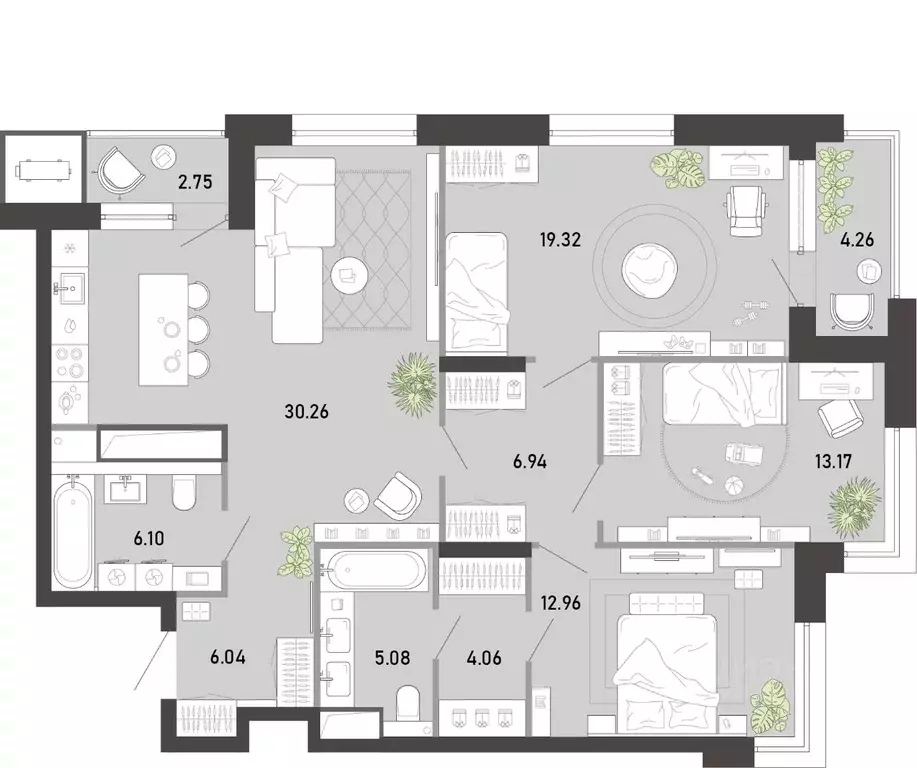 3-к кв. Тульская область, Тула ул. Фридриха Энгельса, 70А (110.94 м) - Фото 1