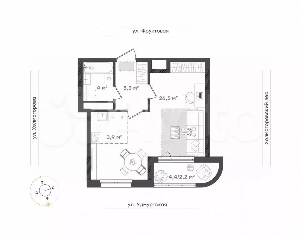 Квартира-студия, 42,2 м, 9/17 эт. - Фото 0