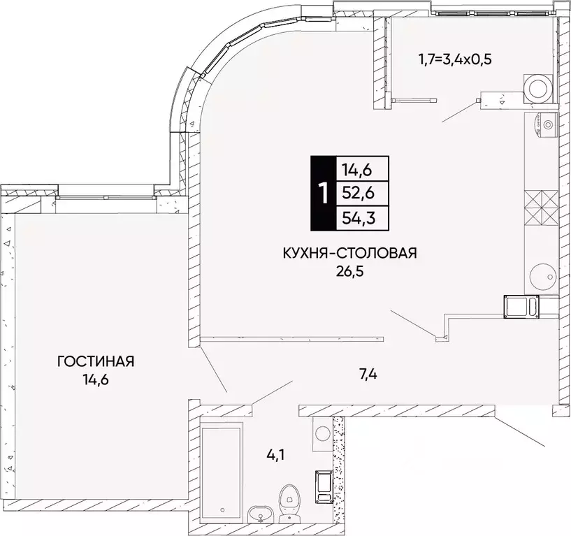 1-к кв. Ростовская область, Ростов-на-Дону Левобережье жилой комплекс ... - Фото 0