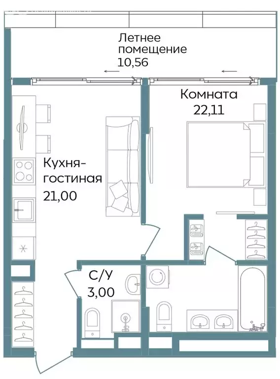 2-комнатная квартира: Республика Крым, Саки, курортный кластер Темпо ... - Фото 0