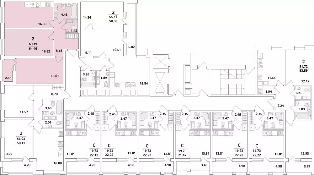 2-к кв. Санкт-Петербург Кубинская ул., 82к3с1 (64.46 м) - Фото 1