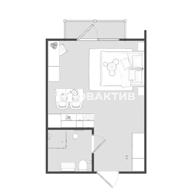 Квартира-студия: Новосибирск, улица Никитина, 67 (29 м) - Фото 0